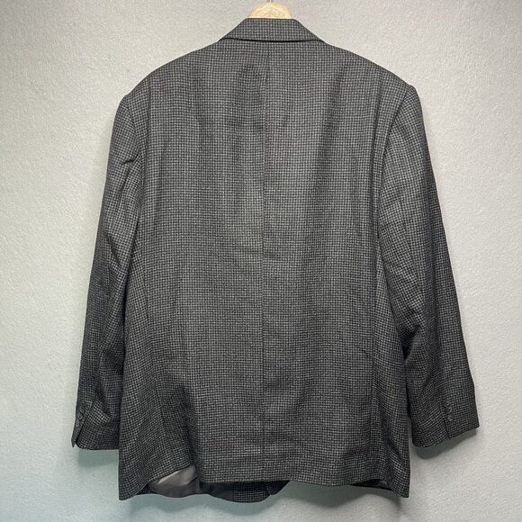 Hardy Amies Mens Houndstooth Blazer Jacket Size L 48 Gray Wool Blend - Picture 7 of 8